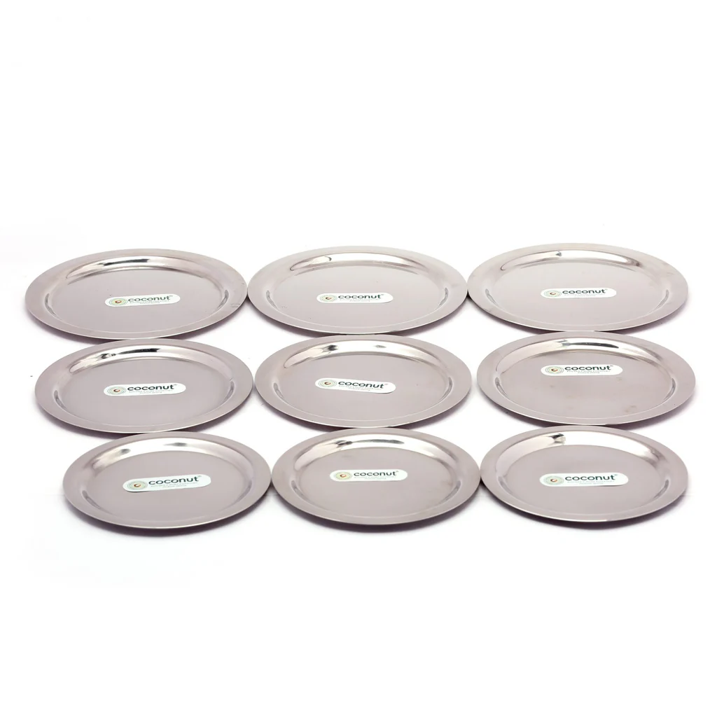 Coconut Stainless Steel Ciba Lids - Set of 3 | Size -7, 8 & 9-3Pc each (9 Piece) | Model - Plain Cida ( No.7, 8 & 9) Set