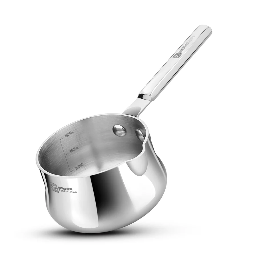 Bergner Essentials Balaji Tri-Ply Stainless Steel Coffee/Milk Warmer Pot, Induction Friendly, 5-Year Warranty - 10cm - 500ML (BGIN-6241)