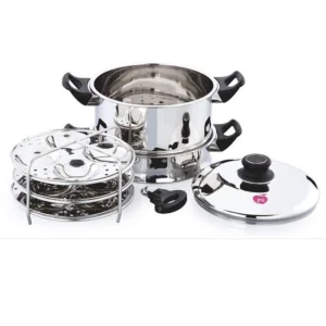 JVL Stainless Steel Round Idly and Dhokla Maker Steamer - Large | Induction Compatible Dhokla Plates Only (7 Pcs)