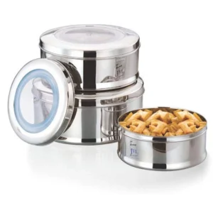 JVL Kitchen's Tin | Storage Boxes With Transparent Lid | For Dry Storage Only Size: KT-0 | 1350 ML