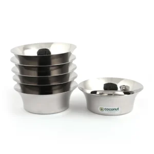Coconut Stainless Steel Heavy Gauge, Mirror Polish, Solid Bowl/ Vati / Katori Set of 6 -Available sizes in Capacity 500ml, 750ml, 900ml, 1200ml Model - C30 Chocolate Bowl, Serving Bowls for Soup, Salad, Dessert, Dal, Vegetable Size: No. 8 - 500ML