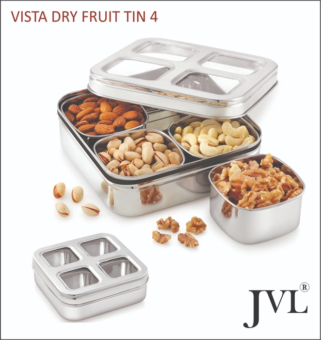 JVL Vista Dry Fruit Tin size 4 Compartments | VD-4