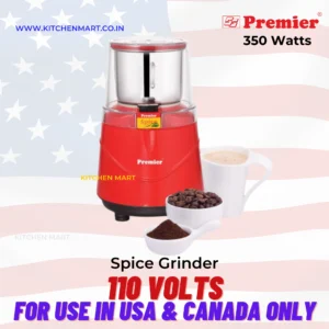 Premier Spice Grinder 🌶️ – Powerful 350W Electric Grinder ⚡ for Coffee Beans ☕, Spices 🍛, and More – Stylish Red Finish ❤️ with Clear Lid 🔍 - 110 volts for USA and Canada only