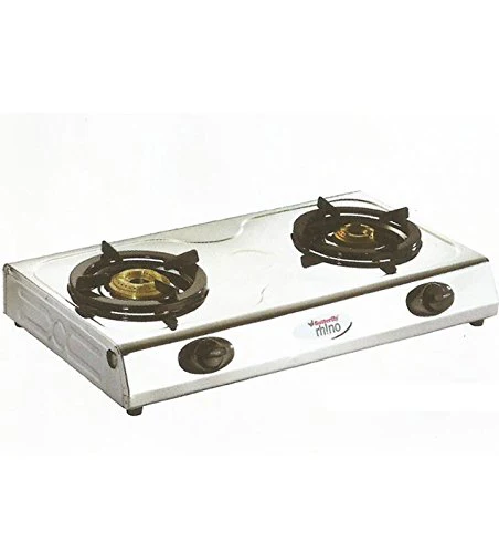 Butterfly Rhino Stainless Steel LPG Stove, 2 Burners, Manual Ignition