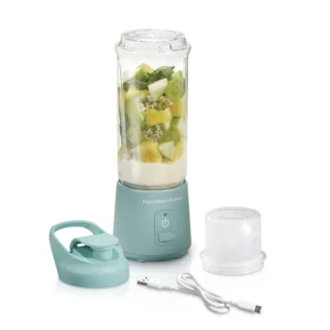 Hamilton Beach Portable Blender for Smoothies & Juices, Rechargeable Personal Blender - Aqua - Blue