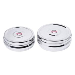 Embassy Bulging Puri Box/Container - Set of 2 (Size 3 & 4, 600 & 800 ml), Stainless Steel