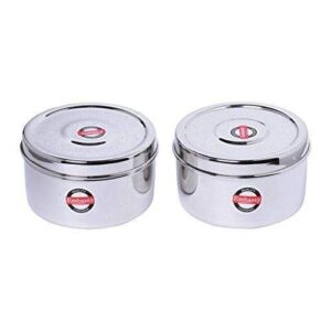 Embassy Deep Puri Box / Container - Pack of 2 (Size 8, 650 ml each), Stainless Steel