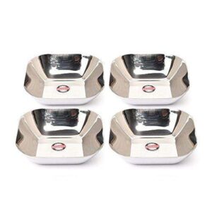Embassy French Serving Bowl, Size 2, 500 ml, 15.7 cms (Pack of 4, Stainless Steel)