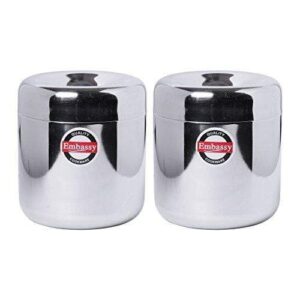 Embassy Stainless Steel Apple Deep Dabba / Canister - Pack of 2 (1500 ml each; Size 12, Big)