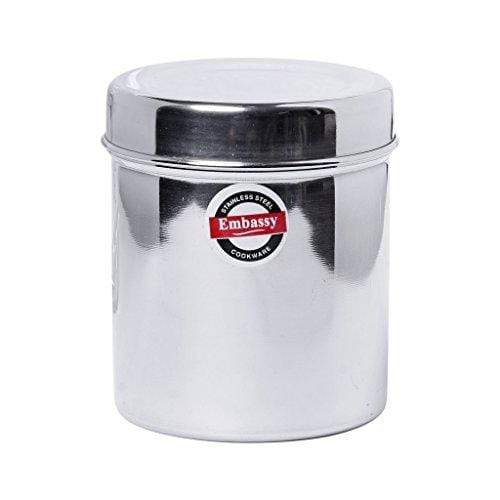 Embassy Stainless Steel Deep Dabba / Canister - Pack of 2 (750 ml each; Size 9, Small)