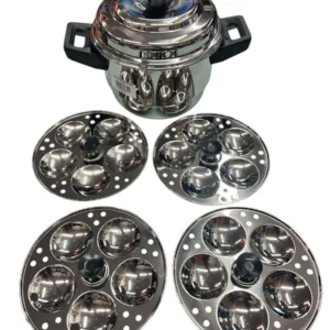 LLM Stainless Steel Sambar Mini Idli steamer Pot - 4 Mini Idly Plates