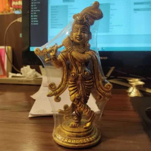 Brass Flute Krishna Idol