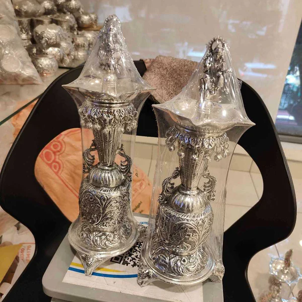 Antiq German Silver Elephant Base laxmi Ganesh Diya13 inch