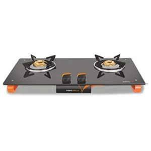 Vidiem Gas Stove GS G2 120 A AIR Plus (Orange) | 2 Burner Frameless Gas Stove | 8mm Glass Manual Ignition