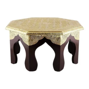 LIME Pooja Bajot Stool/Octangle Pooja Decor/Brass Chowki/Patla/Chowki for Daily Prayer/Sitting Chowki for All Purpose