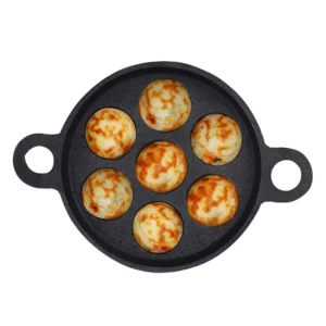 The Indus Valley Cast Iron Paniyaram Pan 7-Pit | Pre-Seasoned Non-Stick Cookware | 19cm Induction Compatible