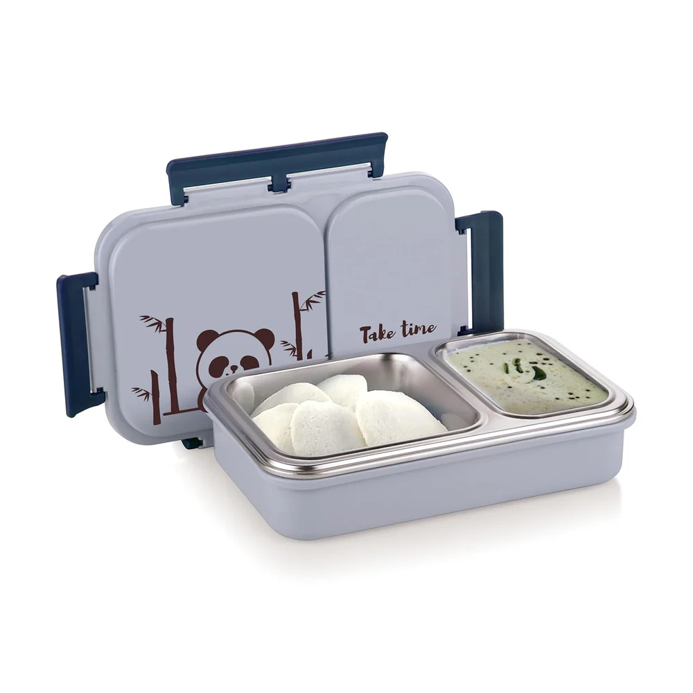 Stainless Steel Legacy 2 Insulated Lunch Box with Two Compartment Bpa Free, Food Grade Ideal for School, Picnic, Office & Outdoor - 600Ml Grey