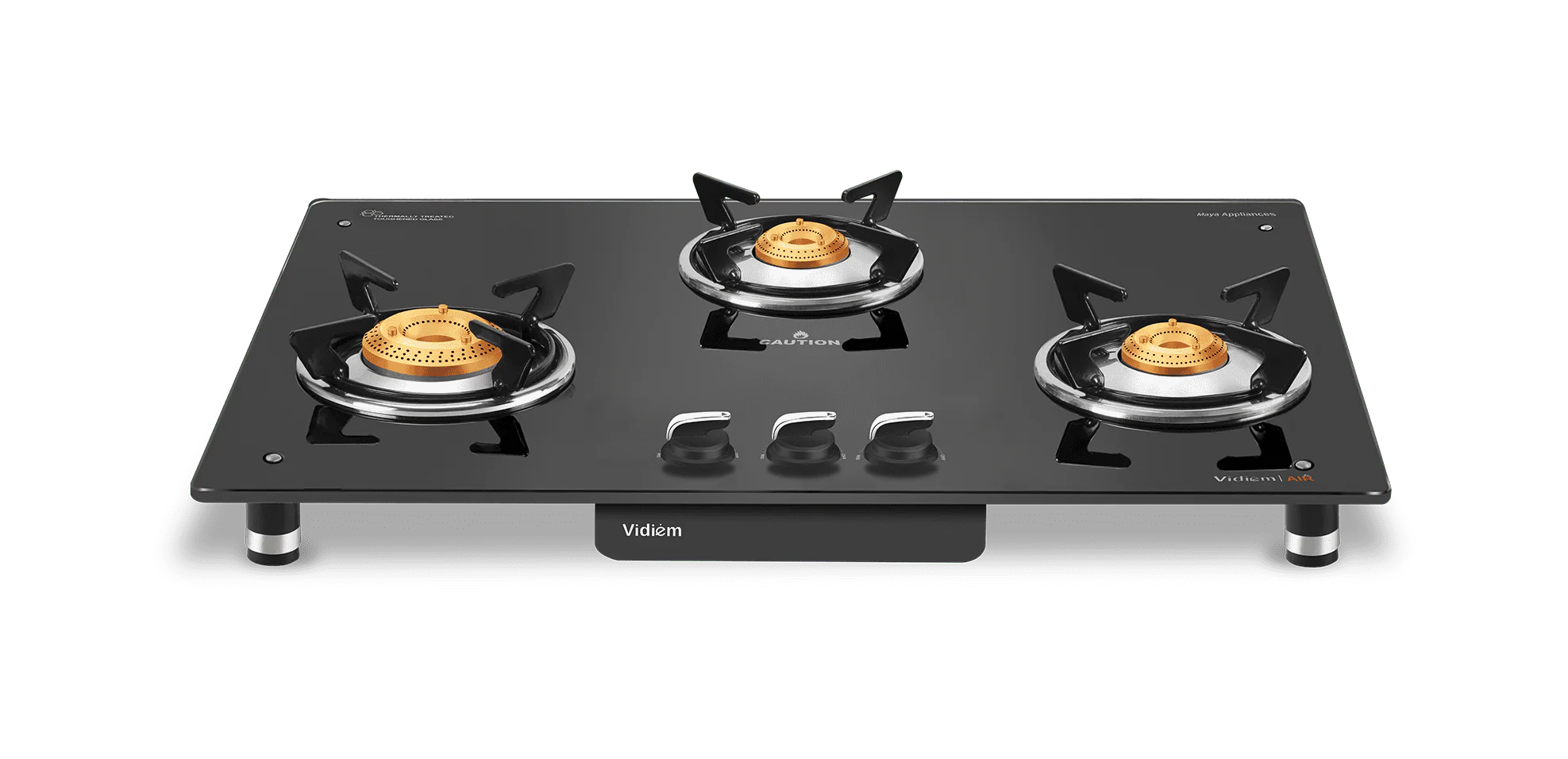 Vidiem Air Silver Glasstop 3 Burners, Manual Ignition