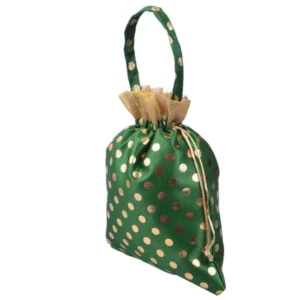 Dotted string bag with handle green 1pc