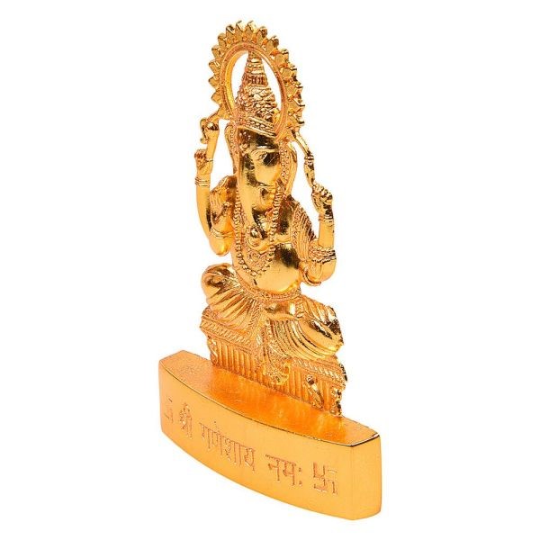 Gold Finish Ganesh Murthi Medium - Image 2