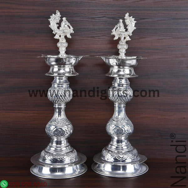 GERMAN SILVER DIYA PEACOCK 15inch