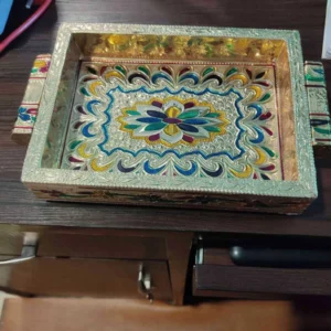 Minakari Tray With Handle 6X8