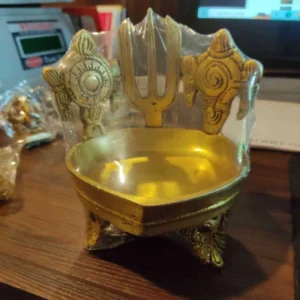 Brass Shanku Chakra Namam With Big Diya