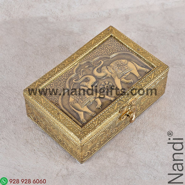 ELEPHANT EMBOSS BOX 6X4 GOLD
