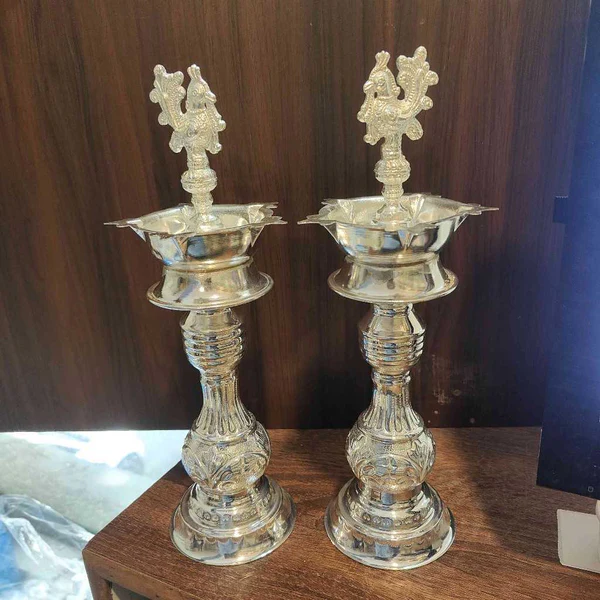 GS PEACOCK DIYA PAIR 13inch