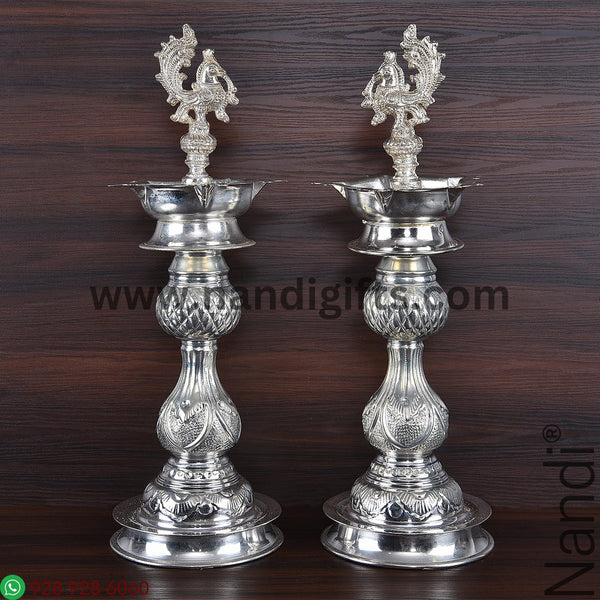 GS PEACOCK DIYA PAIR 15 INCH