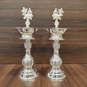 GS PEACOCK DIYA PLAIN 12inch PAIR