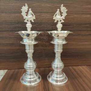 GS PEACOCK DIYA PLAIN 14inch PAIR
