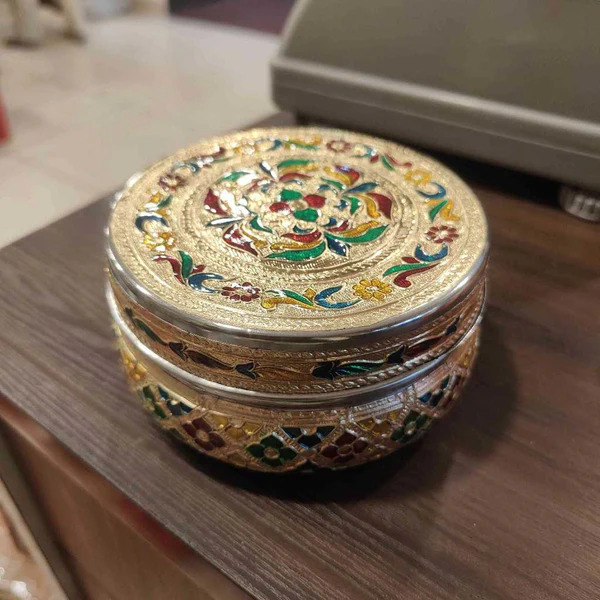 Minakari Rangoli Steel Box Medium