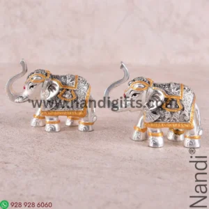 Silver Antiq Elephant Pair 2