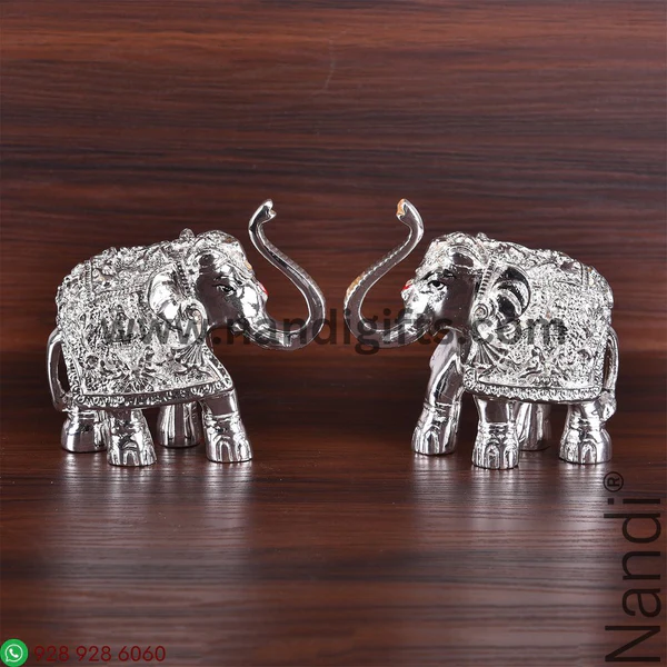 Silver Plated Elephant Pair 4