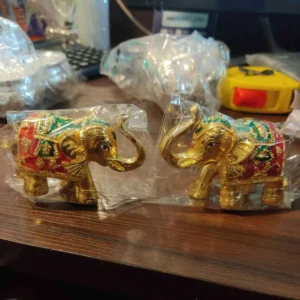 Gold Plated Minakari Elephant Pair 2inch