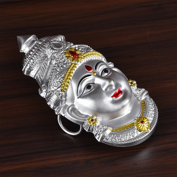 German Silver Lakshmi Face Matt Finish Big 8inch
