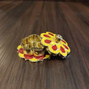 Mina Kumkum Box yellow red Floral Small