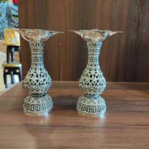 GS Antiq Floral Panchamukhi Diya Pair 6 inch