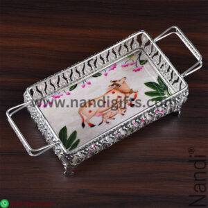 GS Pichwai Cow Tray Rectangular Assorted 7X4