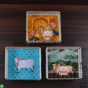 GS Pichwai Cow Tray Square Assorted 8X8