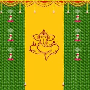 Velvette Fabric Back drop Ganesh Golden Bells