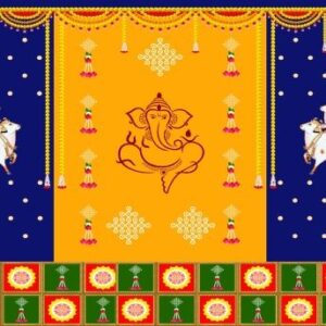 Velvette Fabric Back drop Kamadhenu with Ganesh
