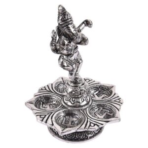 Whitemetal Natya Ganapati Panch Deepak