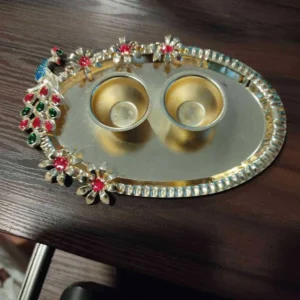 Oval Peacock Kumkum Plate