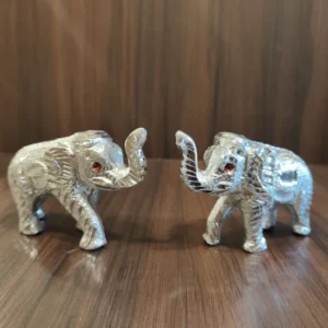 Whitemetal Elephant Pair Solid Small