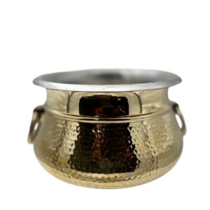 Brass Hammered Handi Vessel with Handles (Shakuntala/Mughlai/Deg) (Kalai i.e. Tin Coated )