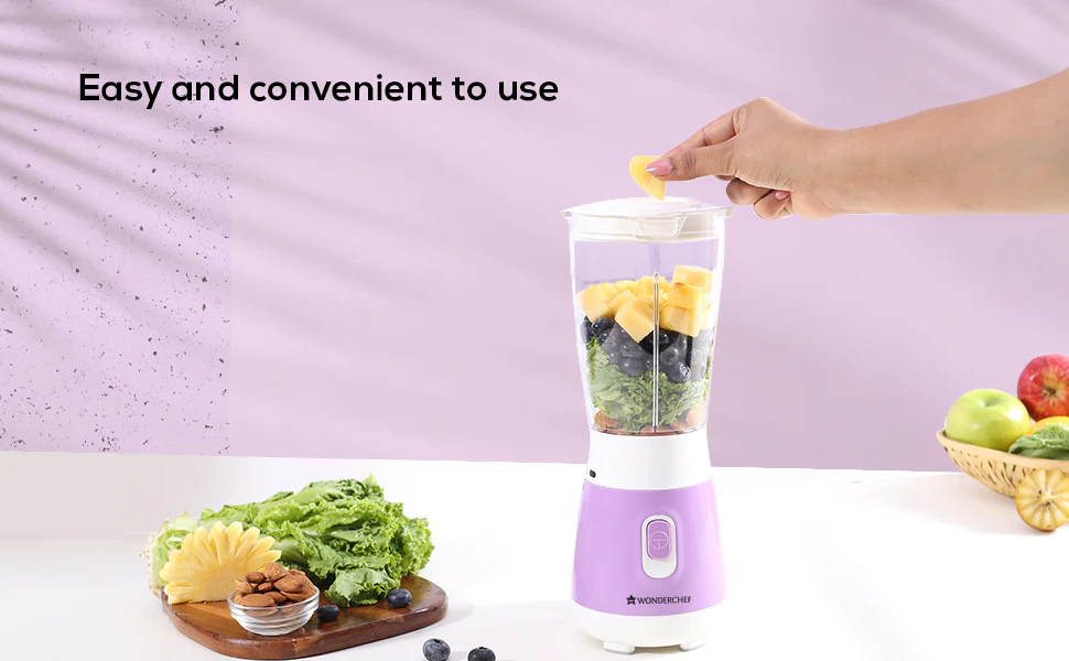 Wonderchef Orchid Personal Blender, 250W Copper Motor, 600ml Transparent Jar, Stainless Steel Blades for Perfect Blending, Hassle Free Blending of Fruits & Vegetable Juices, Protein Shakes, Smoothies - Image 9