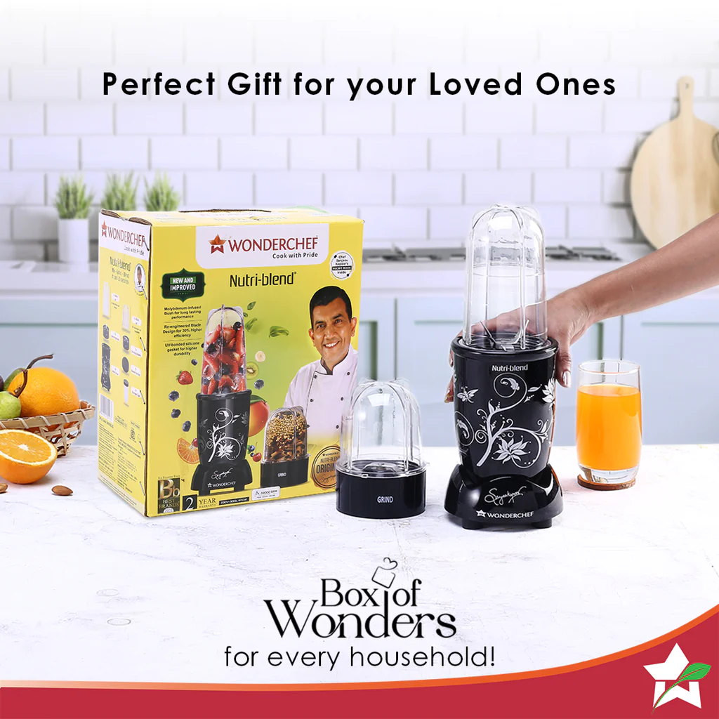 WonderChef Nutri-blend, 500W, 22000 RPM 100% Full Copper Motor, Mixer-Grinder, Blender, SS Blades, 2 unbreakable Jars, 2 Years warranty, Recipe book by Chef Sanjeev Kapoor - Image 9