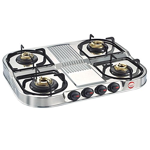 Prestige DGS 04 Stainless Steel Royale Gas Table, Brass Burners